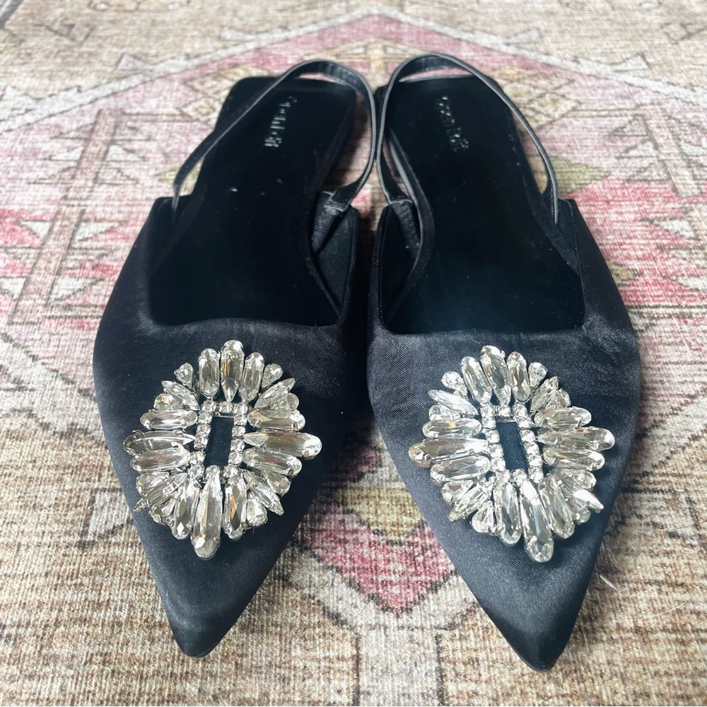 NEW Open Edit Kendall Ornament Pointed Toe Slingback Flats